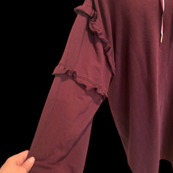 Tommy Hilfiger Burgundy Hooded Dress with ruffle detailed sleeves XL - Picture 3 of 8